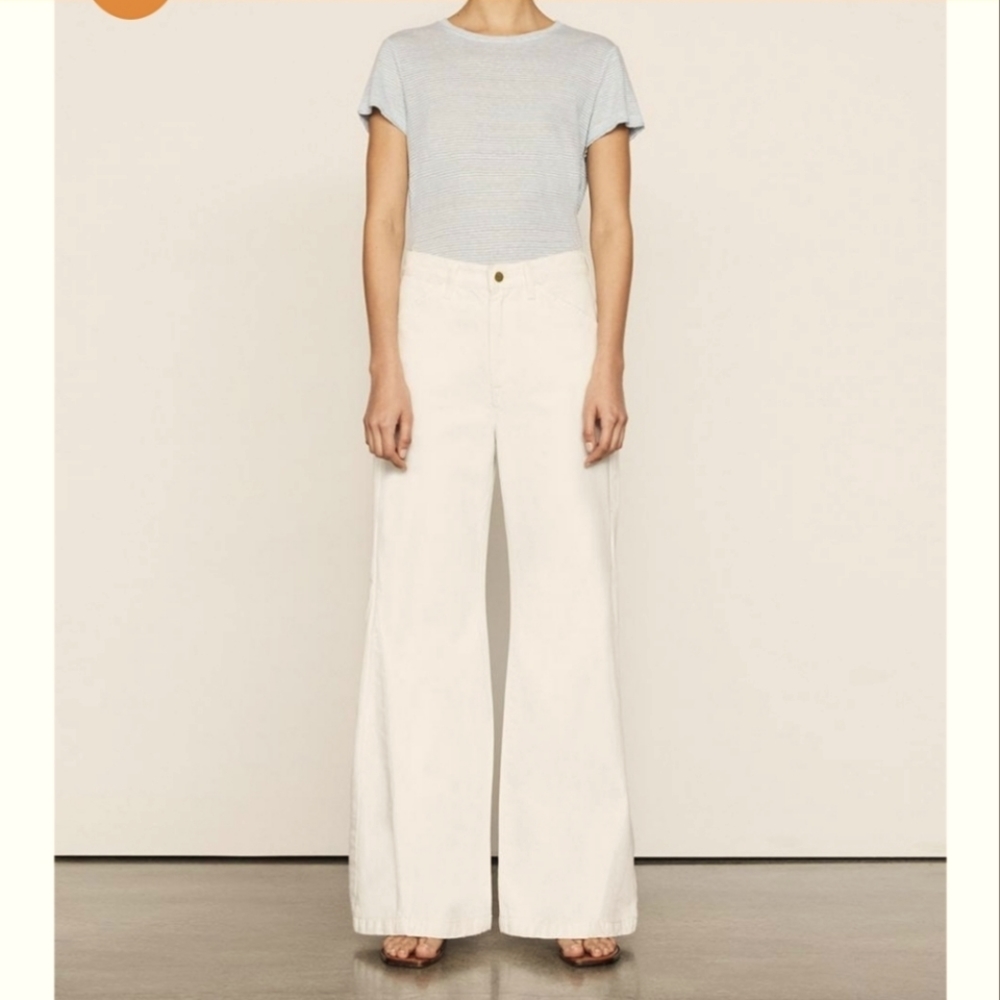 FRAME Le Baggy Palazzo, Size 26 Color:Rumpled Blanc Grind